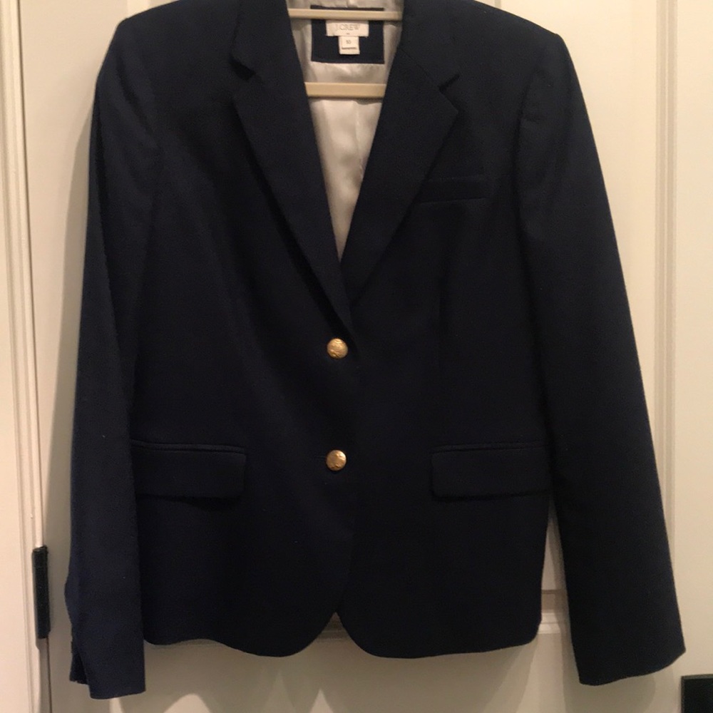 Navy blue blazer with gold detail